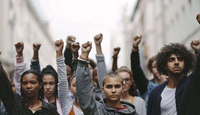Activists protesting on the street