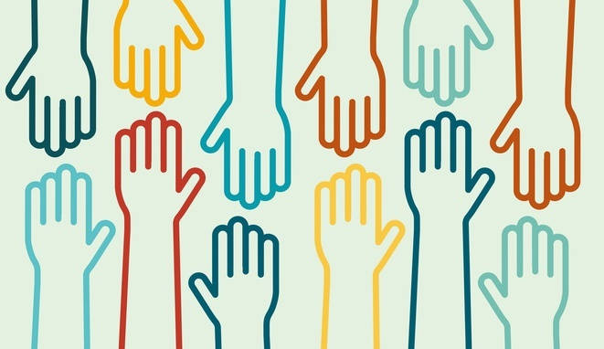 Hands up colorful icon vector design