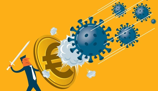 shield against coronavirus - Euro symbol