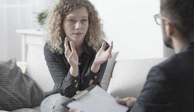 Stressed woman with emotional problem