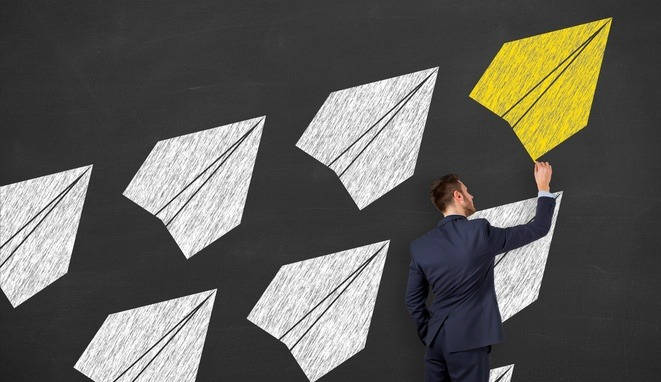 Leadership Concepts on Blackboard Background