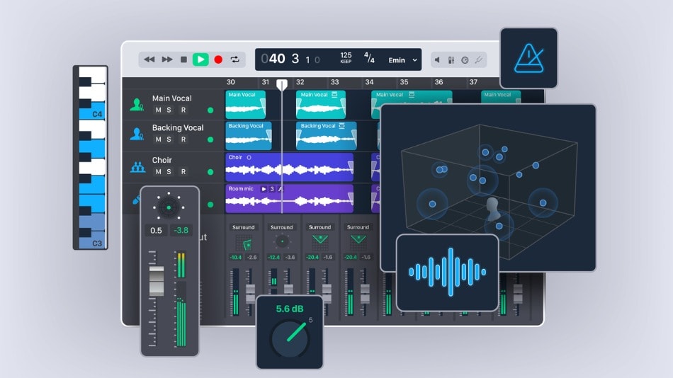 Ilustración vectorial de software de audio