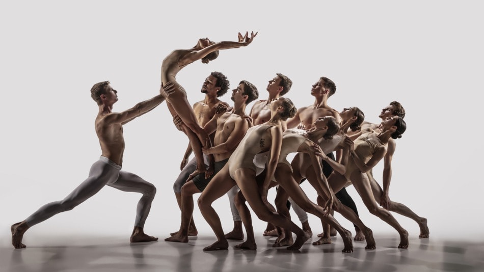 Grupo de bailarines de arte contemporáneo.