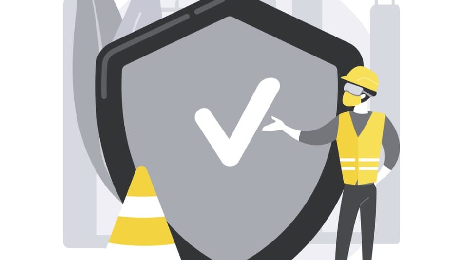 Ilustración vectorial del concepto abstracto de seguridad en el lugar de trabajo