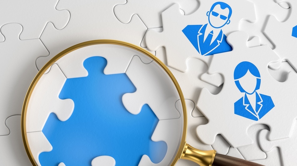 Hallazgo de trabajadores cualificados puzzle que la falta una ficha por completar