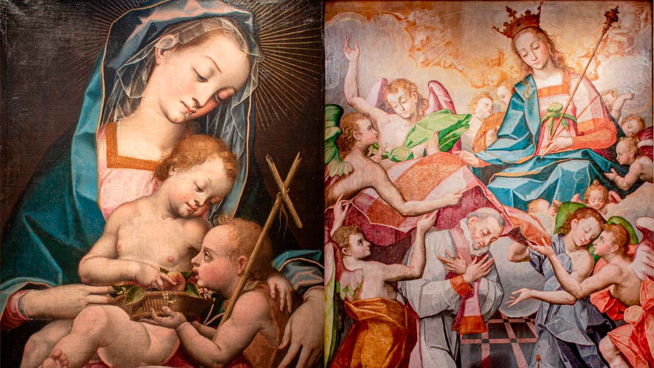 ‘La Virgen con el Niño y San Juanito’ y ‘La imposición de la casulla a San Ildefonso', pinturas de Bitti restauradas con el auspicio de UNIR.