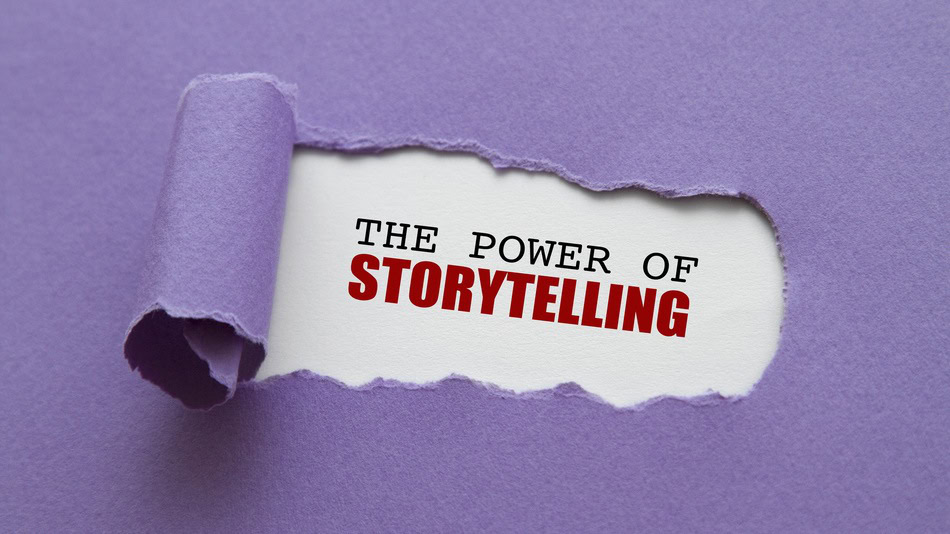 Hoja rasgada donde aparece la frase: El poder de Storytelling
