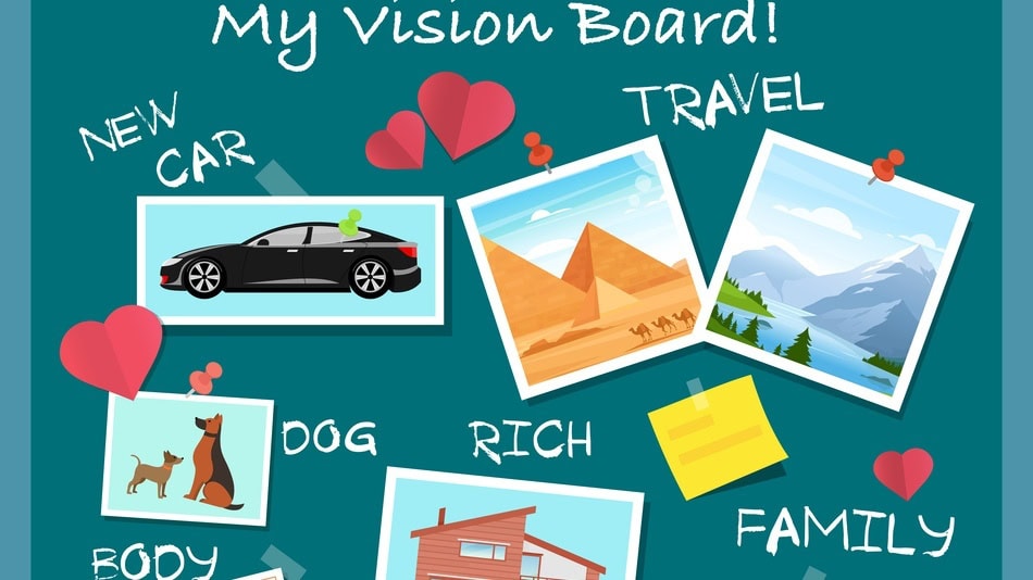 En un Vision Board puedes incluir todos los aspectos importantes de tu vida: salud, trabajo, economía, tiempo libre, relaciones personales, crecimiento o desarrollo personal, etc.