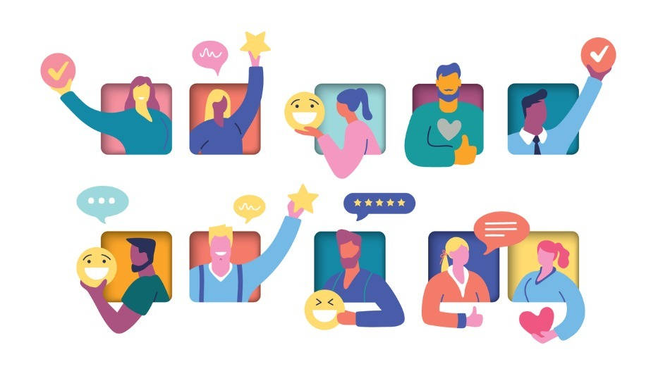 Storytelling; dibujo de personas de una comunidad valorando e interactuando